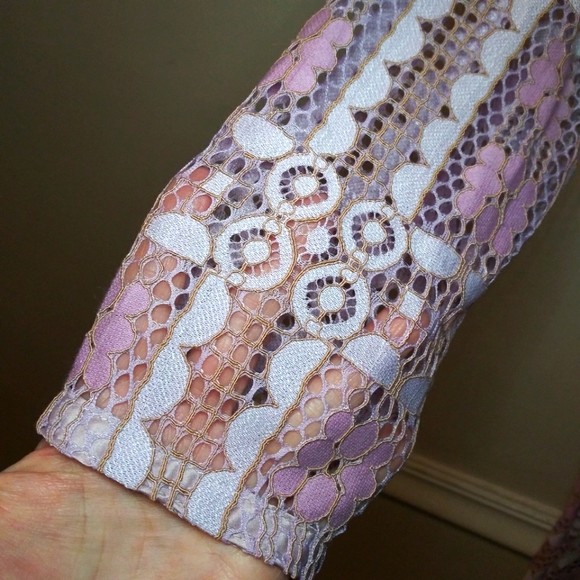 Modcloth Lavender Lace, Sexy Back Slit Fit & Flare Long Sleeved Mini Dress - Picture 8 of 15